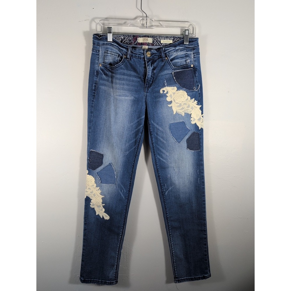 Vintage America Blues Size 4/27 Bestie Jeans Embroidered Patchwork Distressed
